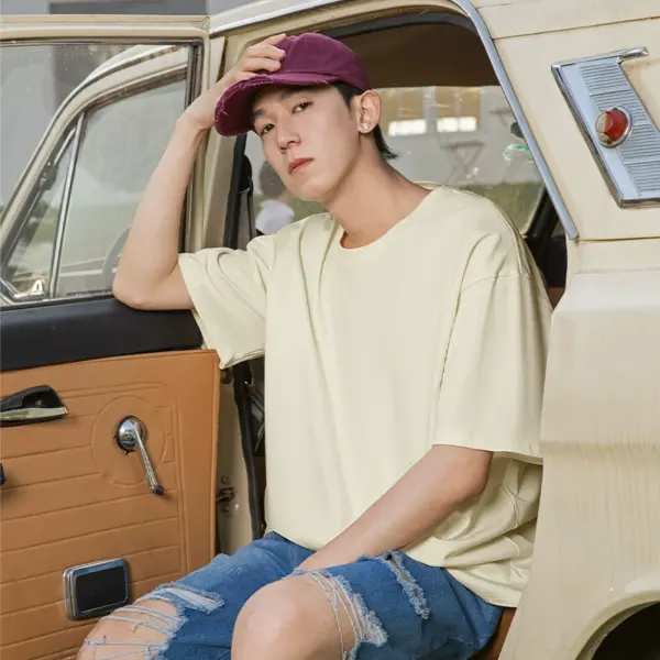 Tangshi Group MH short-sleeved T-shirt men's summer half-sleeved 2025 new pure cotton T-shirt student heavy men's clothes D - Image 2